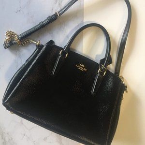 Coach Black Patent Satchel with Long strap